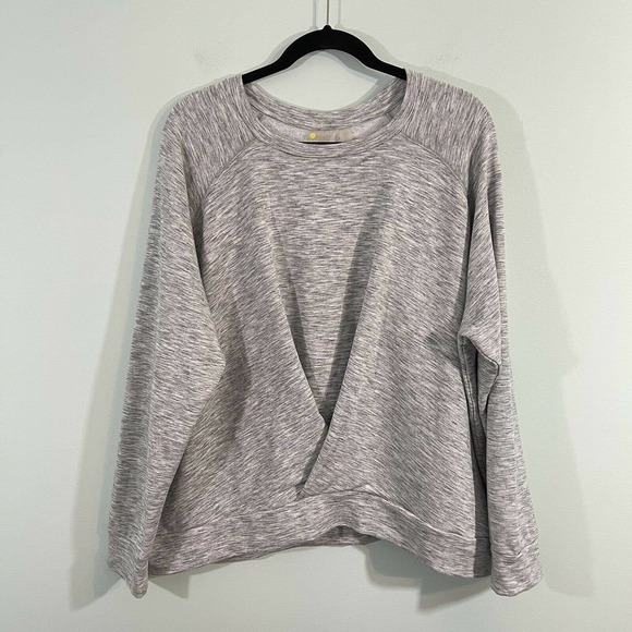 Zella Tops - Zella Women's Light Grey Crew Neck Faux Wrap Sweatshirt Size XL
